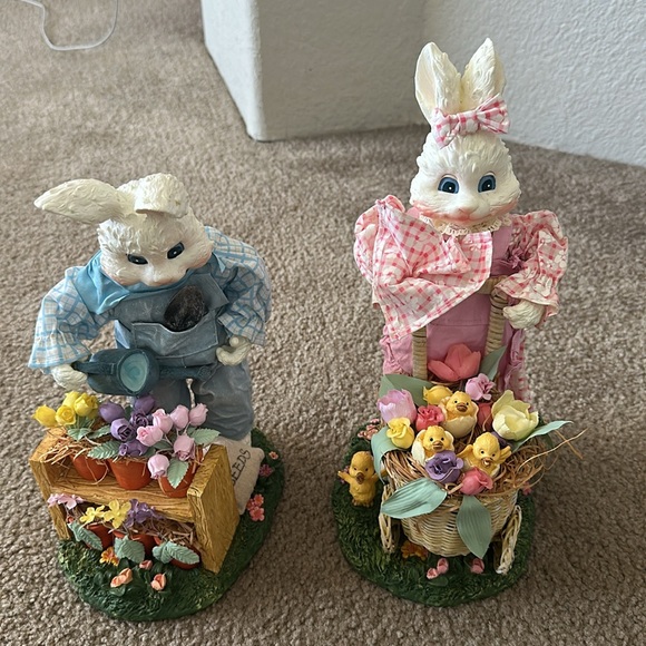 Fabric Mache Spring Bunnies~Vintage Bunny Rabbits, Spring,Figurines - Ship Alone - Picture 5 of 7